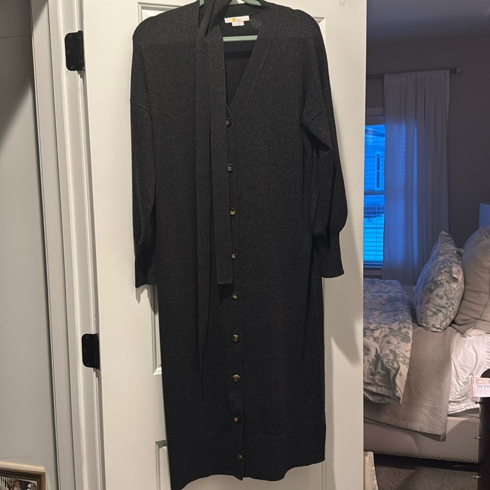 Boden Charcoal Gray Button-Up Dress